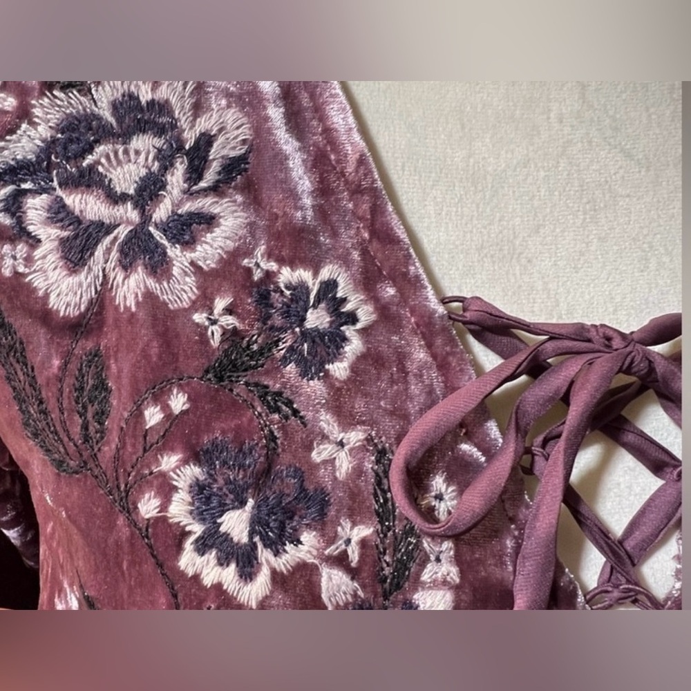 Style & Co. Velvet Floral Blouse - Mauve Women - Picture 12 of 15